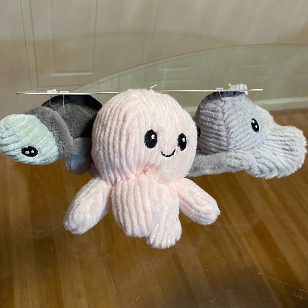 Smoochy Pet Pals ~ Turtle 🐢 Octopus 🐙  Ray. Set Of 3 ~ Squeaky/Crinkle .